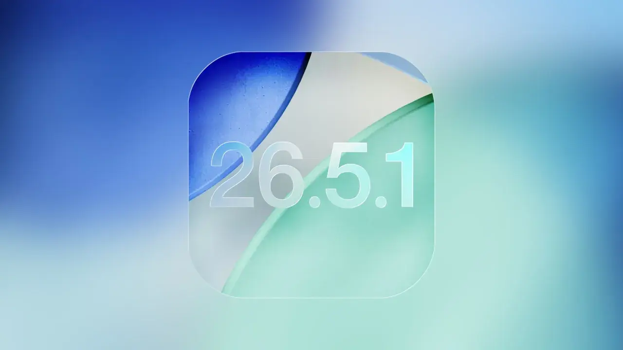Abstrakt bakgrund med siffrorna 26.5.1, som representerar den senaste uppdateringen iPhone.
