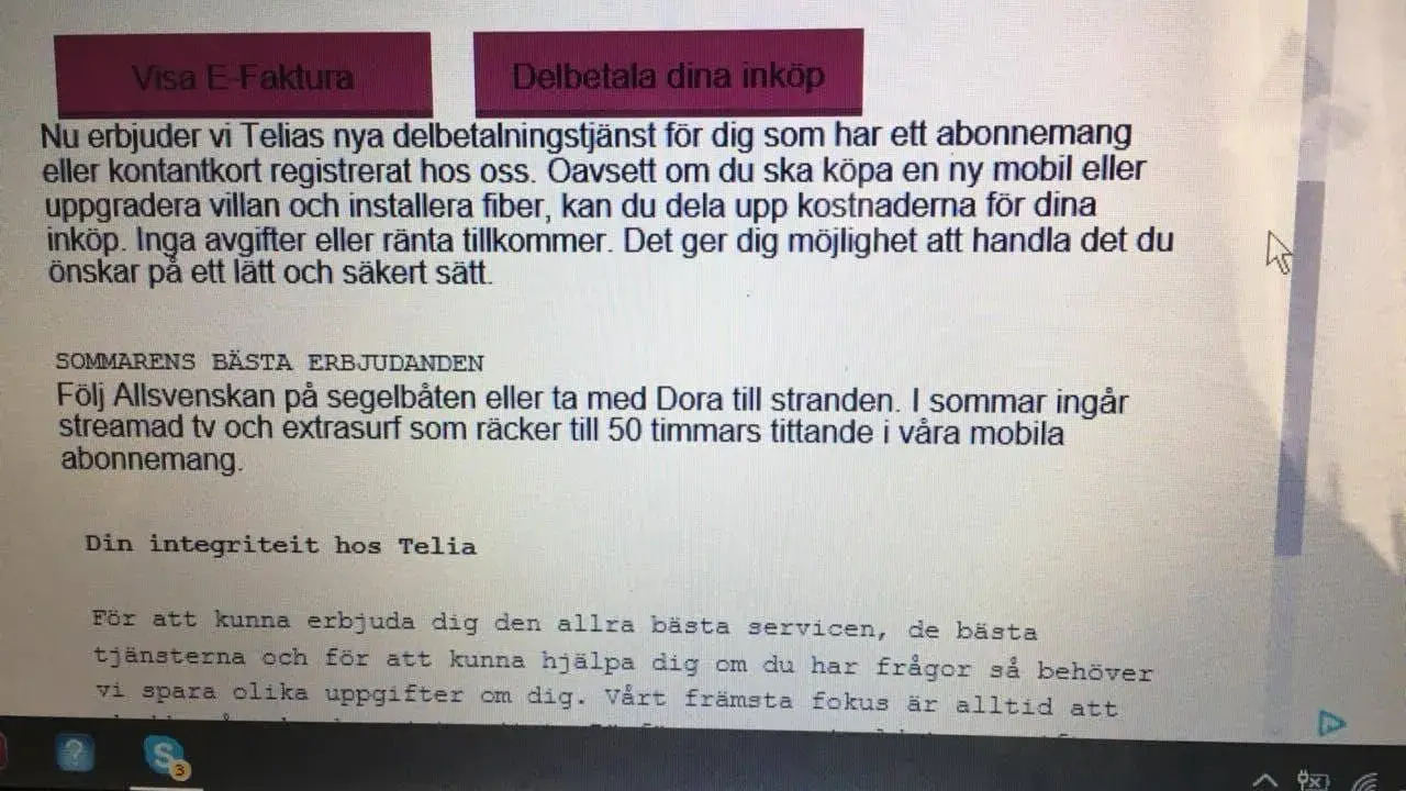 Telia erbjuder delbetalning för abonnemang. Var försiktig med erbjudanden som kan vara en telia faktura bluff.