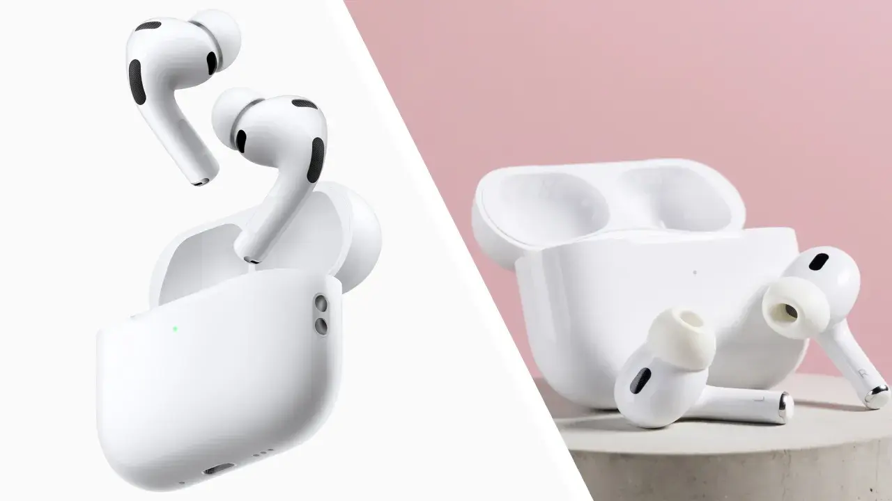 Två par vita AirPods Pro 3 med laddningsfodral. Enkla och eleganta hörlurar för musikälskaren.