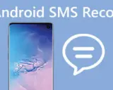 Android-telefon med texten "Android SMS Recovery" och en pratbubbla. Återställ dina arkiverade SMS.