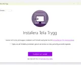Installerar Telia Trygg. Välj språk och godkänn villkoren för att fortsätta installationen av telia appen.