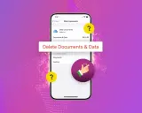 Rensa filer på iPhone. En skärmbild visar hur du tar bort dokument och data från iCloud.