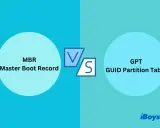 Jämförelse mellan MBR (Master Boot Record) och GPT (GUID Partition Table).