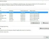 Optimera enheter-fönstret visar att din SSD-enhet behöver optimeras. Schemalagd optimering är på, med analys varje vecka.