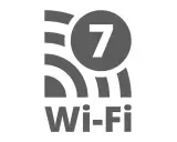 Grå ikon med Wi-Fi-symbol och siffran 7 i en cirkel. Snart är wifi 7 här!