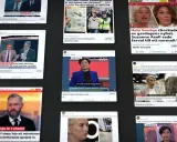 Här visas många fejkade nyhetssidor med rubriker som "Hela Sverige är i chock!" och "Hela Sverige chockades av gårdagens nyhet.