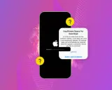 iPhone visar felmeddelande om otillräckligt utrymme för en iOS-uppdatering, som erbjuder att radera appar.