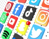 En lista med ikoner för sociala medier som Pinterest, Facebook, TikTok, Instagram, WhatsApp, YouTube, Snapchat, LinkedIn, Spotify och Twitter.