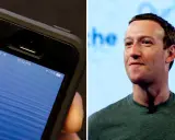 En närbild på en iPhone med Messenger-appen öppen, bredvid ett porträtt av Mark Zuckerberg. Kanske han funderar på hur man kan återkalla meddelande messenger.