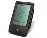 En Apple Newton MessagePad med en ritning på skärmen.