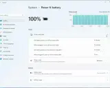 Windows 11 kontrollpanelen visar inställningar för ström och batteri, inklusive skärm- och vilotider samt batterisparläge.