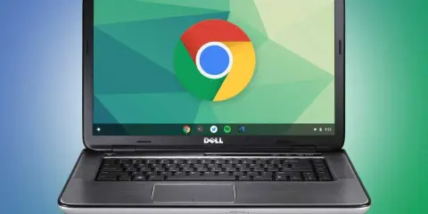 En Dell XPS-dator med ChromeOS Flex som körs, med den ikoniska Chrome-logotypen på skärmen.