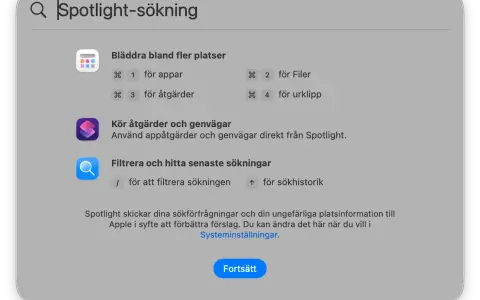 Spotlight-sökning i senaste macOS visar hur du bläddrar bland appar, filer, åtgärder och urklipp.