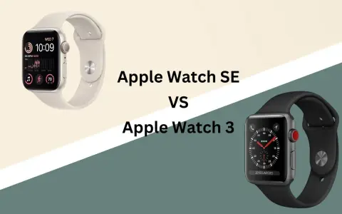 Jämförelse mellan Apple Watch SE och Apple Watch 3. Två olika Apple Watch modeller visas.