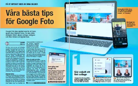 En dator och en mobiltelefon visar bilder från Google Foto. Artikeln ger tips för att få ut mer av dina bilder med Google Foto.