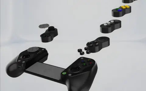 Exploderad mobilspelkontroll, som visar hur gamla spel på mobilen kan spelas med moderna tillbehör.