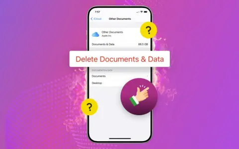 Rensa filer på iPhone. En skärmbild visar hur du tar bort dokument och data från iCloud.