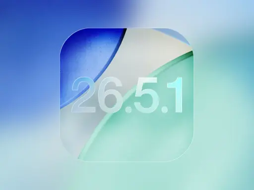 Abstrakt bakgrund med siffrorna 26.5.1, som representerar den senaste uppdateringen iPhone.