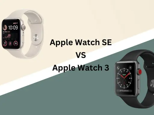 Jämförelse mellan Apple Watch SE och Apple Watch 3. Två olika Apple Watch modeller visas.