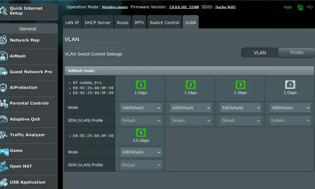 Inställningar för VLAN på Asus router. Här kan du logga in och konfigurera nätverksinställningar.