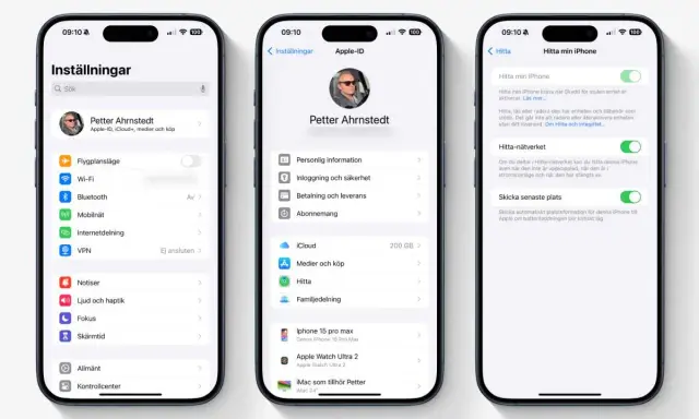 Inställningar på iPhone visar hur du kan aktivera Hitta min iPhone för att skydda din enhet.