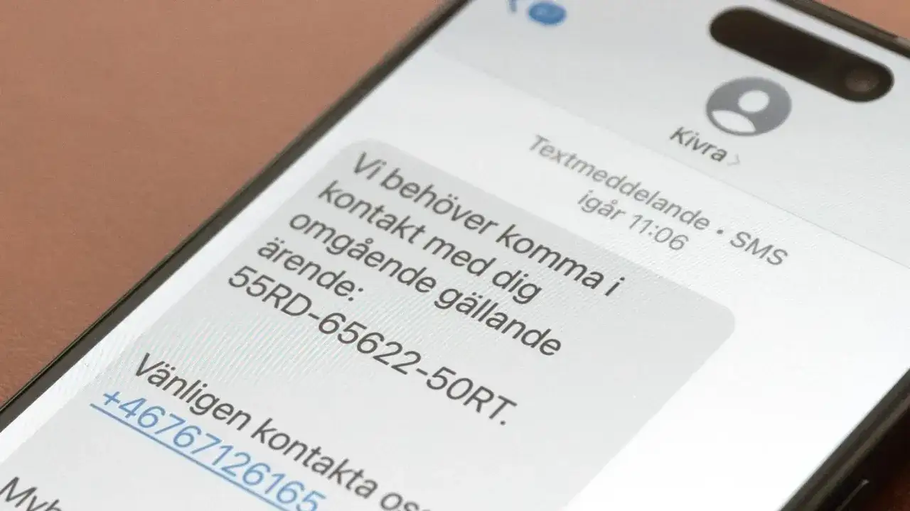 SMS fr&aring;n Kivra varnar f&ouml;r att kontot kan vara hackat. Uppmanar till omedelbar kontakt g&auml;llande ett &auml;rende.