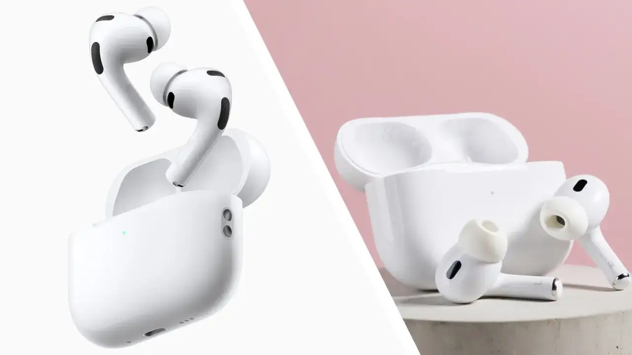 Vita AirPods Pro 3 med laddningsfodral, redo f&ouml;r ljudupplevelser.