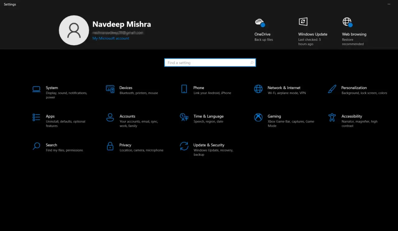 Inst&auml;llningar i Windows 11. H&auml;r kan du hantera system, enheter, appar, konton, n&auml;tverk, personliga inst&auml;llningar, tid, spr&aring;k, spel, tillg&auml;nglighet, s&ouml;kning, integritet och s&auml;kerhet, inklusive Windows Update.