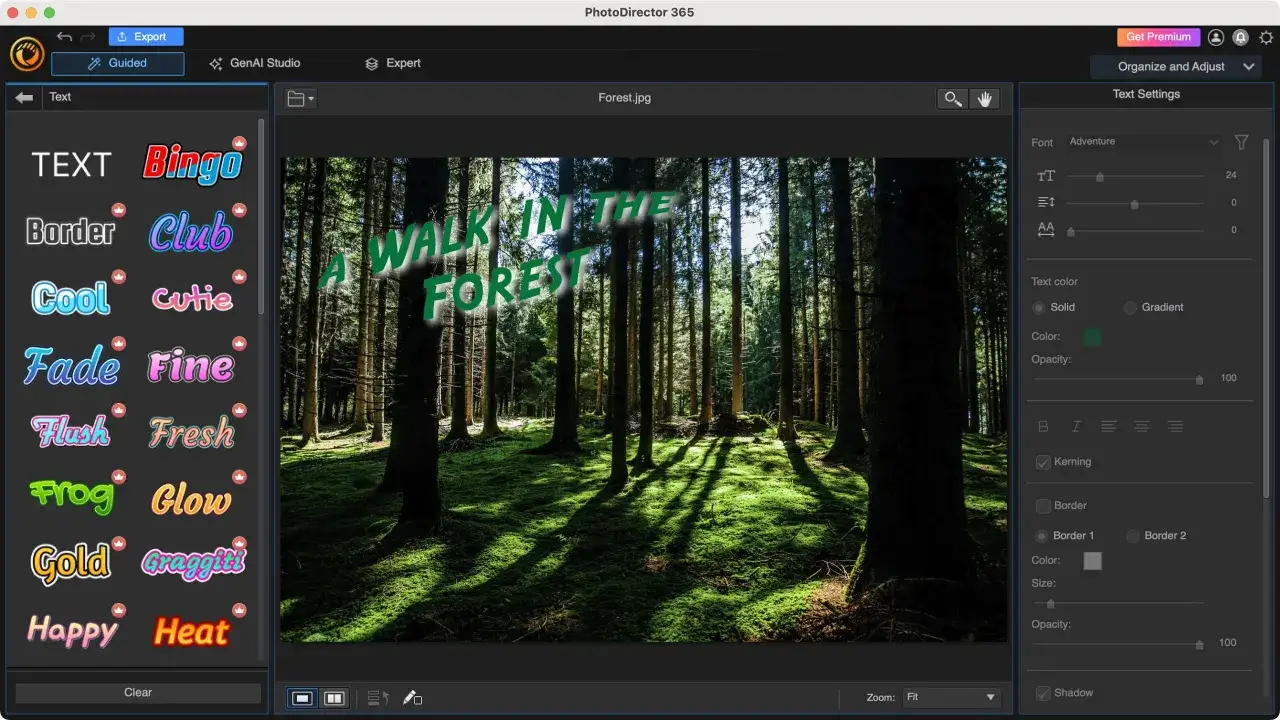 Programmet PhotoDirector 365 används för att redigera bilder. Texten