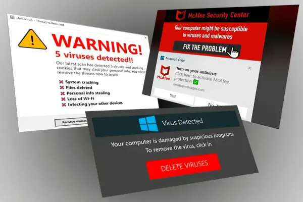 Varning! 5 virus upptäckta. Kontrollera din telefon nu för att undvika systemkrasch, filförlust och identitetsstöld.